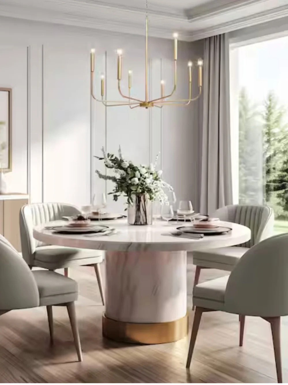 Modern 31.5 in. 8-Light Gold Candlestick Chandelier Living Room, Dining Room